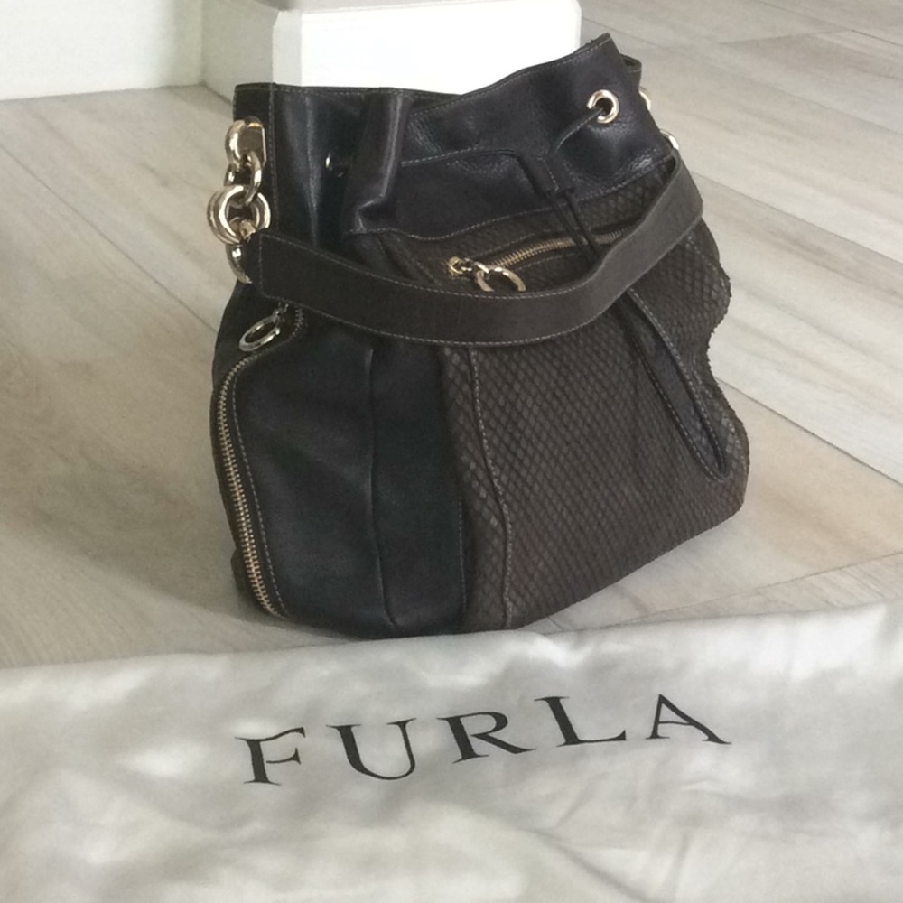 Furla drawstring hobo bag